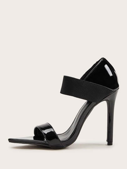 Open Toe Elastic Strap Stiletto Heels