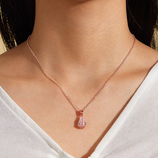 

1pc Gemstone Charm Necklace, Gold
