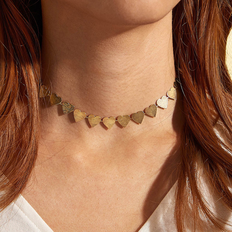

1pc Heart Disc Necklace, Gold