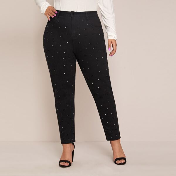 

Plus Black Wash Polka Dot Skinny Jeans