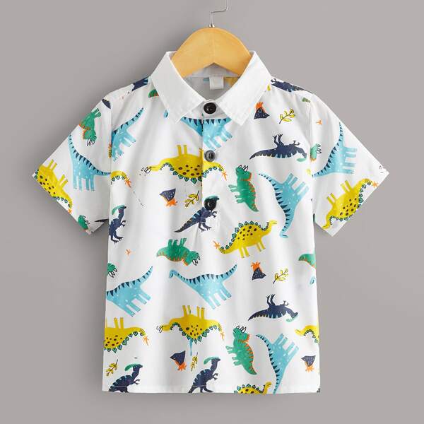 

Toddler Boys Dinosaur Print Polo Shirt, Multicolor