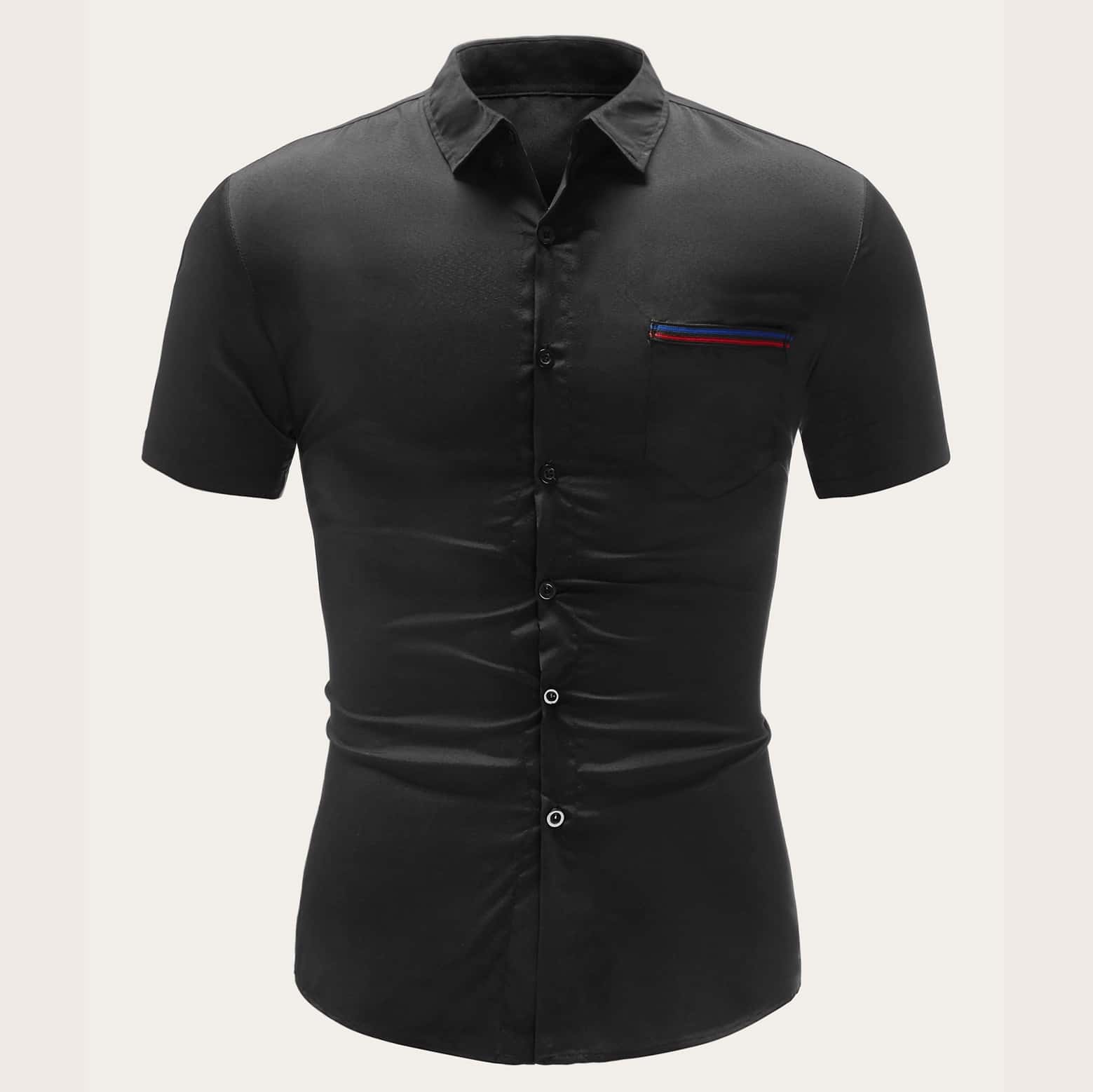 

Guys Pocket Front Button Up Shirt, Black