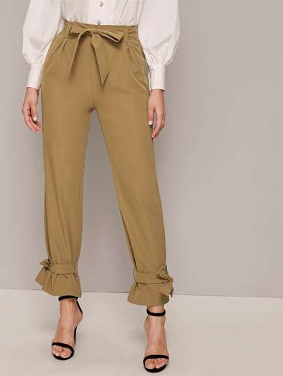 Self Tie Knotted Hem Pants