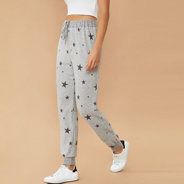 

Brushed Knit Star Print Jogger Sweatpants, Grey