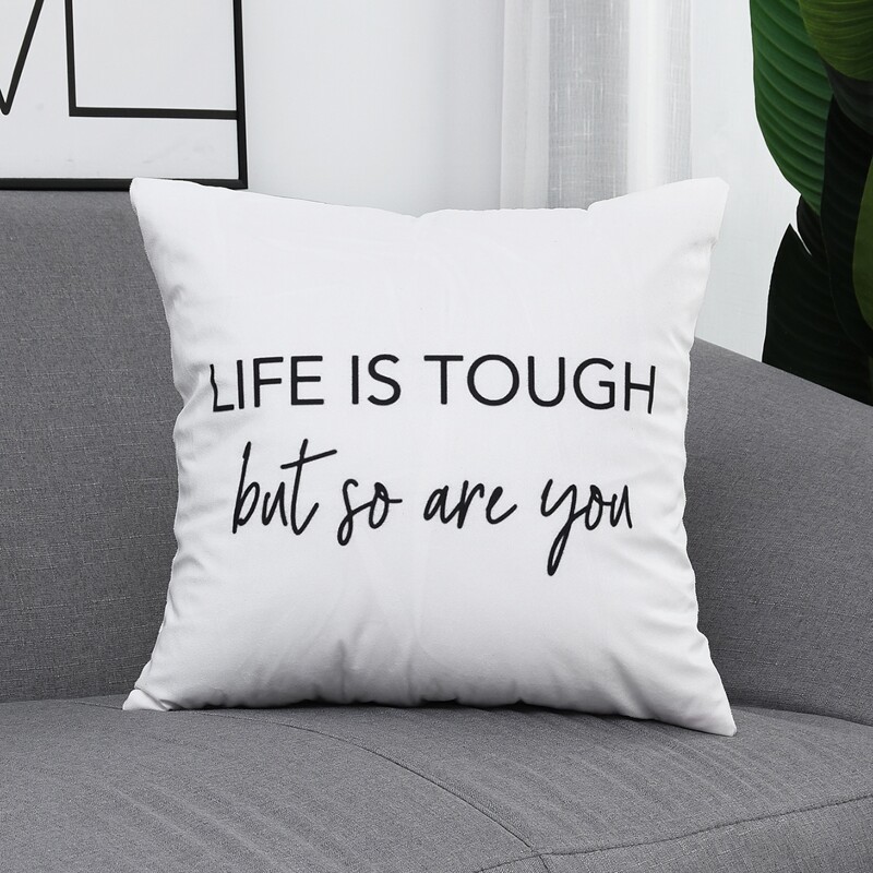 

1pc Slogan Graphic Cushion Cover Without Filler, Black and white