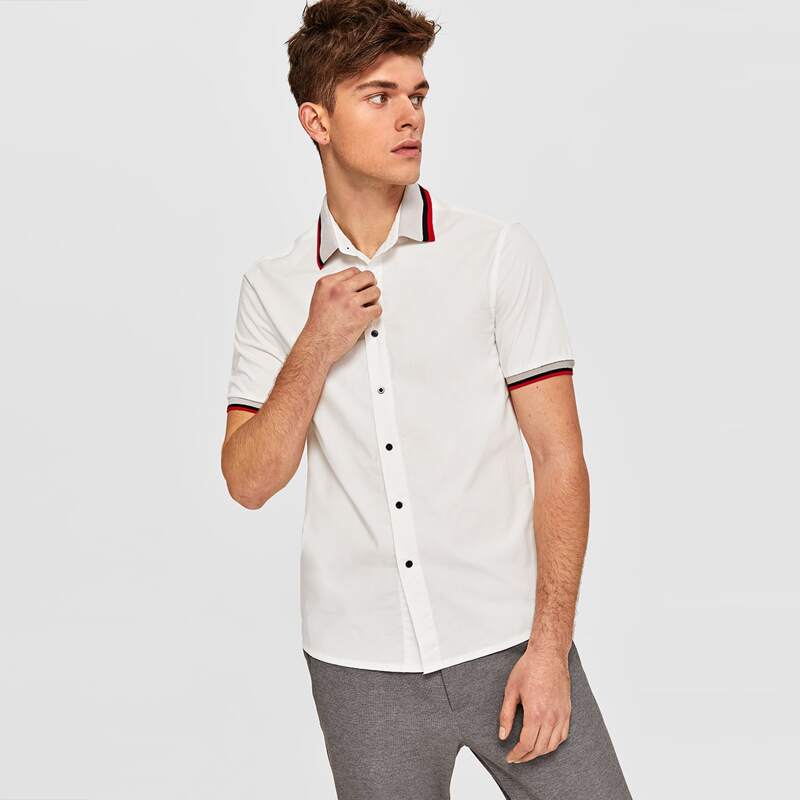 

Guys Striped Trim Shirt, White