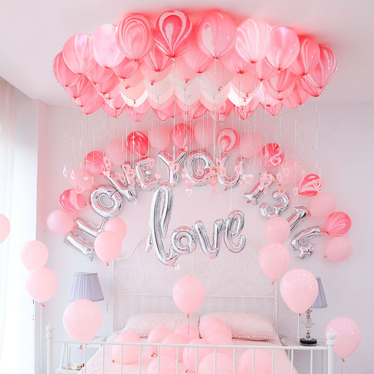 

10pcs Marble Pattern & 10pcs Solid Balloon Set, Multicolor