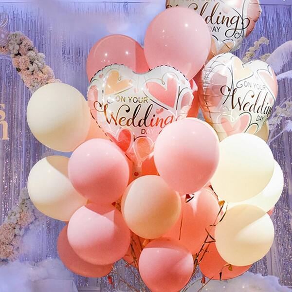 

3pcs 18 Inch Heart Balloon & 20pcs 10 Inch Latex Balloon, Multicolor