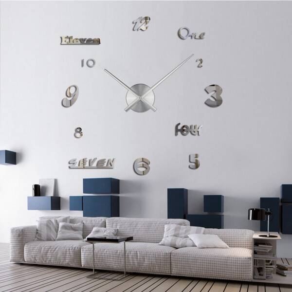 

1pc Number & Letter Design Diy Wall Sticker Clock, Multicolor