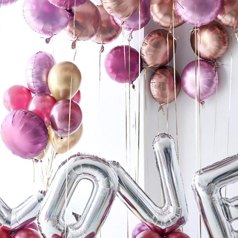

35pcs Solid Latex Balloon With 4pcs Love Design Balloon, Multicolor