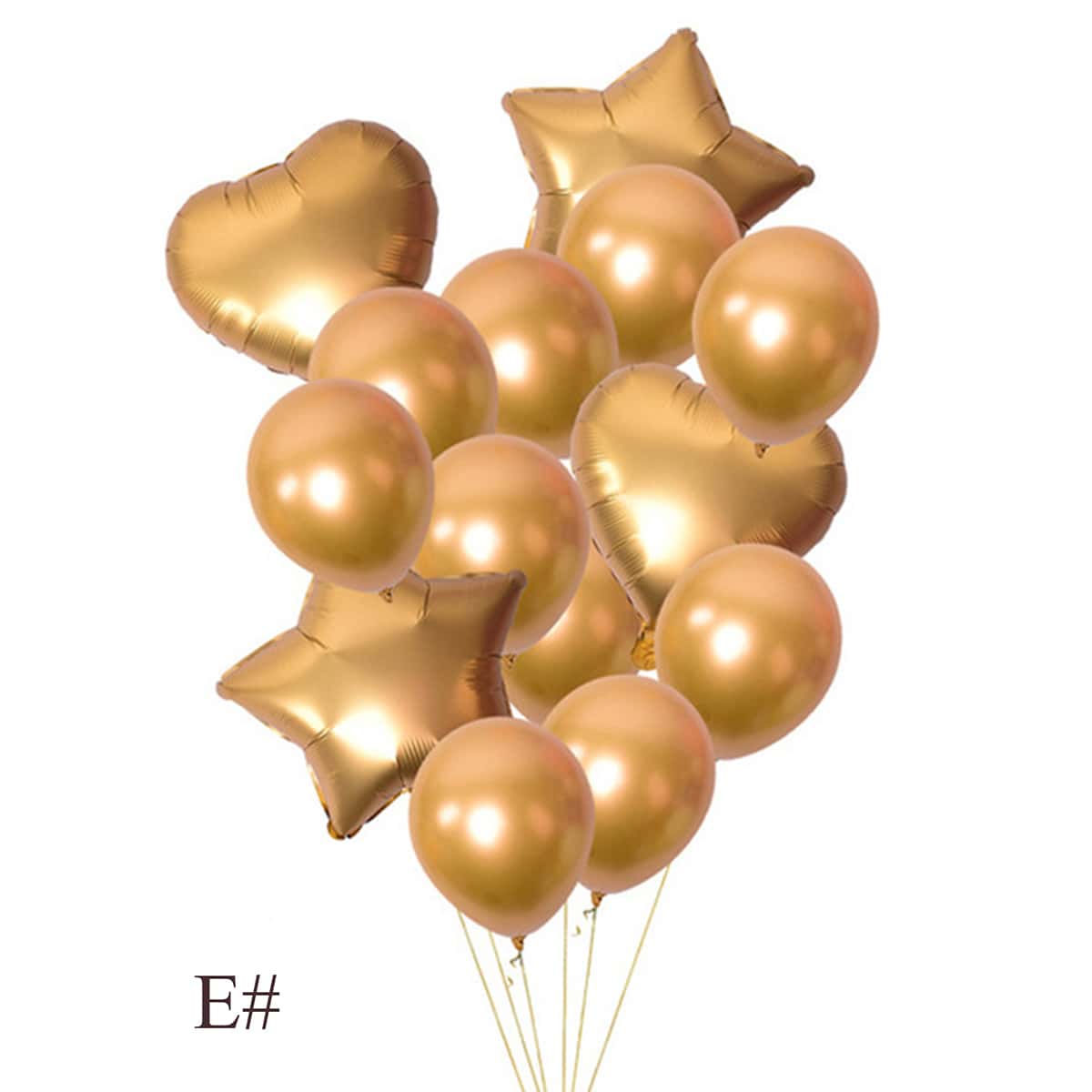 

14pcs Heart & Star Shaped Balloon Set, Multicolor