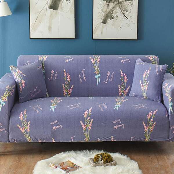 

1pc Floral Print Stretchy Sofa Cover, Multicolor