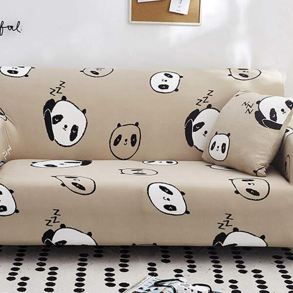 

1pc Cartoon Panda Print Stretchy Sofa Cover, Multicolor