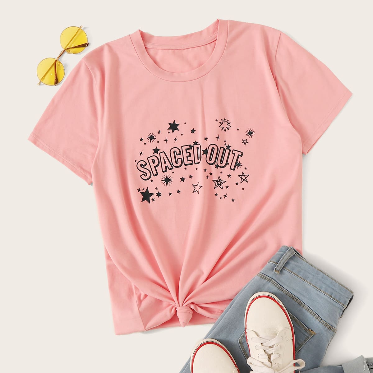 

Letter & Star Graphic Pink Tee