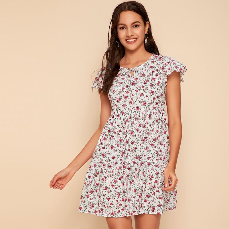 

Floral Tie Front Dress, Multicolor
