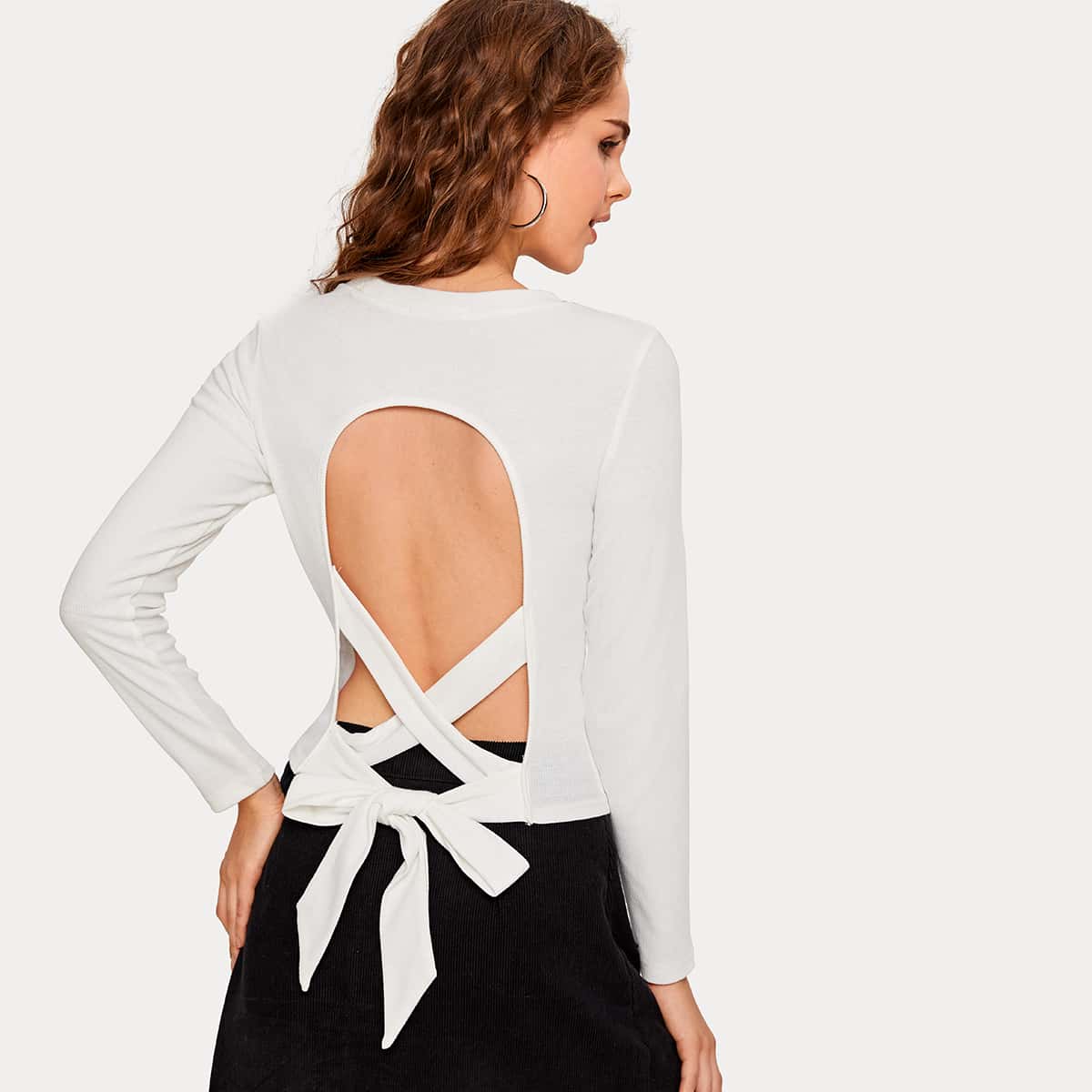 

Tied Open Back Tee, White