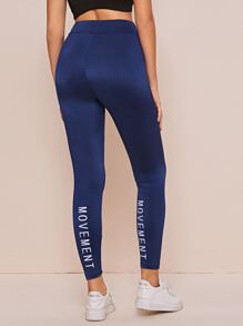 Mulvari Letter Graphic Leggings - Navy Blue - View 1