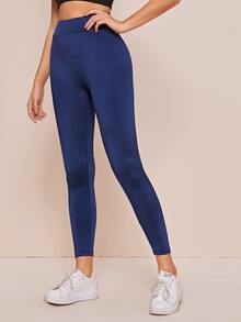 Mulvari Letter Graphic Leggings - Navy Blue - View 4