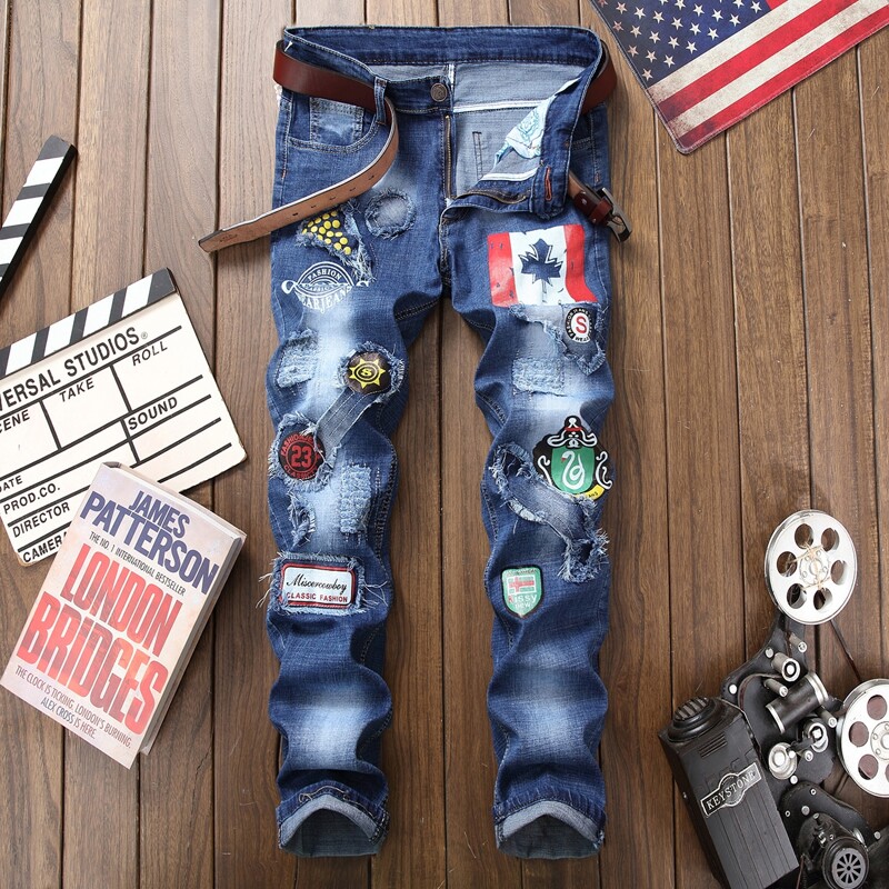 

Guys Flag Ripped Jeans, Blue