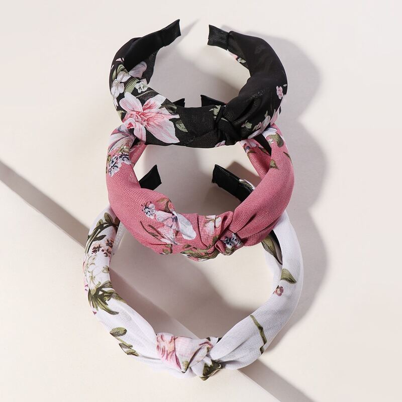 

3pcs Flower Pattern Hair Hoop, Multicolor