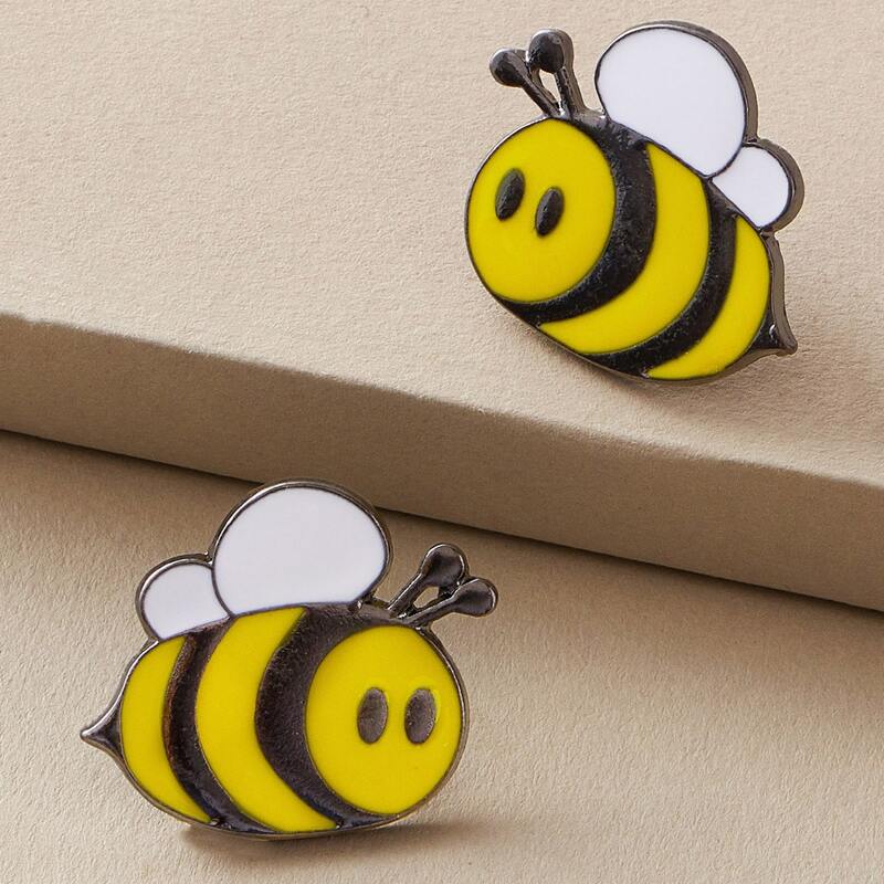 

2pcs Bee Design Brooch, Multicolor