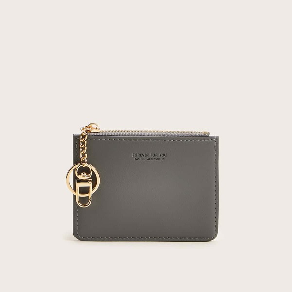 

Letter Detail Purse With Keychain, Grey