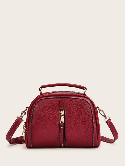 Zip Front Curved Top Satchel Bag