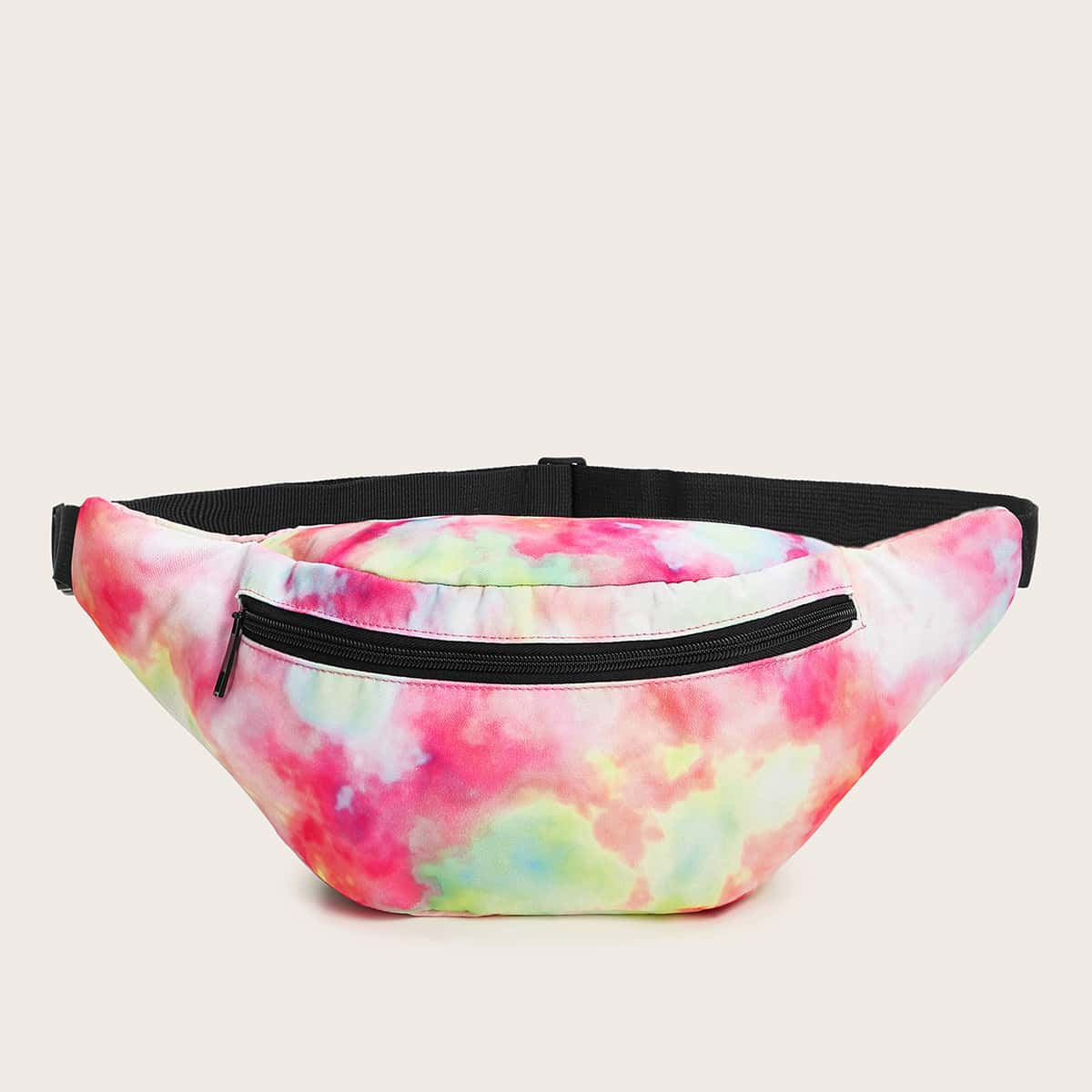 

Tie Dye Zip Front Fanny Pack, Multicolor