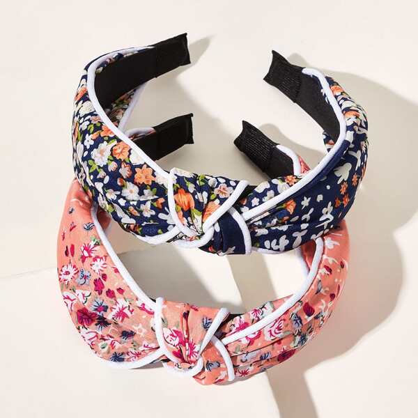 

2pcs Ditsy Floral Pattern Hair Hoops, Multicolor