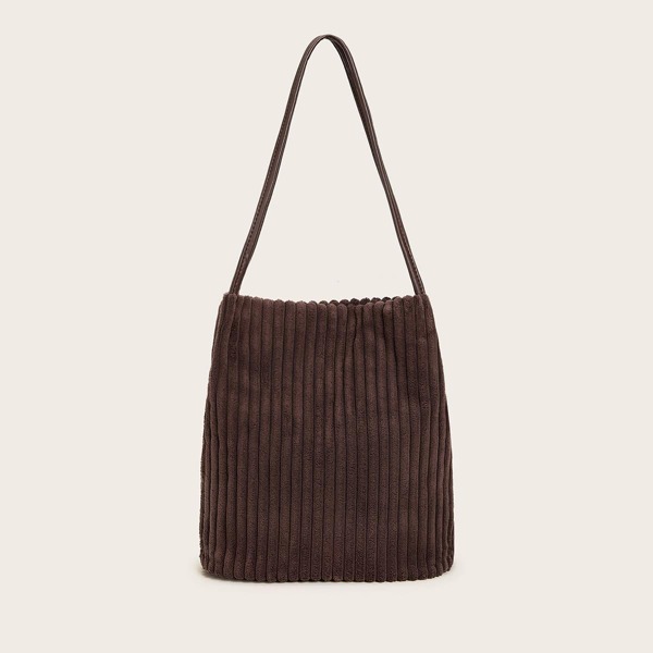 

Minimalist Corduroy Tote Bag, Brown
