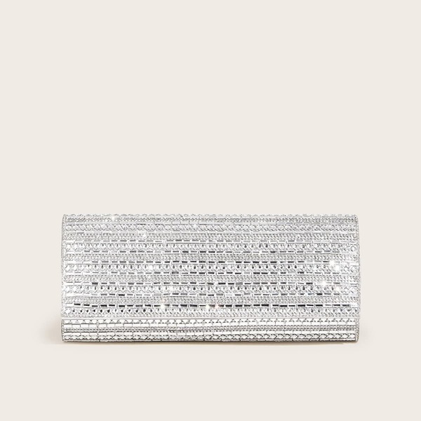 

Rhinestone Full Covered Clutch Bag, Silver