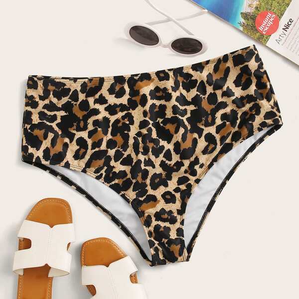 

Plus Leopard High Waisted Bikini Panty, Multicolor