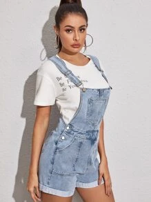 Shorts overol mezclilla - Azul - Ver 4