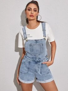 Shorts overol mezclilla - Azul - Ver 5