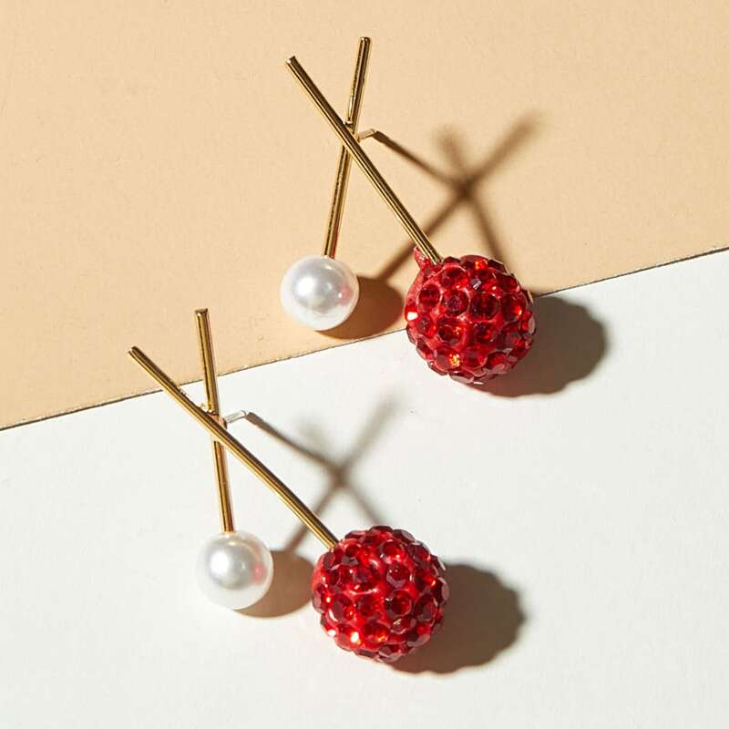 

1pair Faux Pearl Stud Earrings, Multicolor