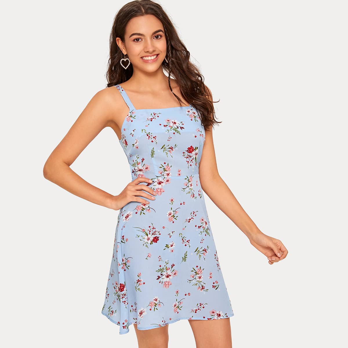 

Floral Tie Back Cami Dress, Blue