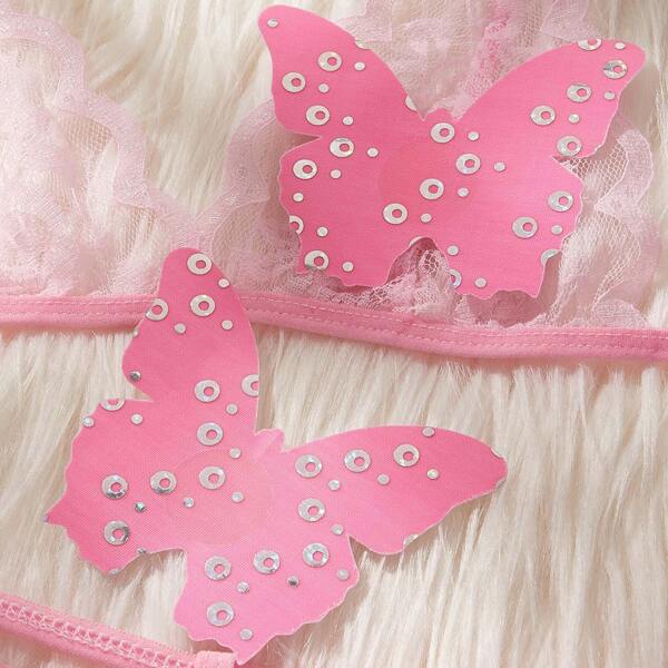 

1pair Butterfly Shaped Nipples Covers, Pink