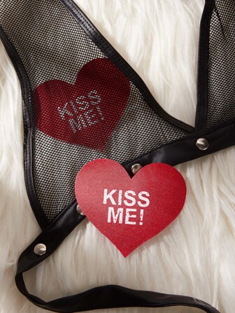 1pair Letter Graphic Heart Nipples Covers