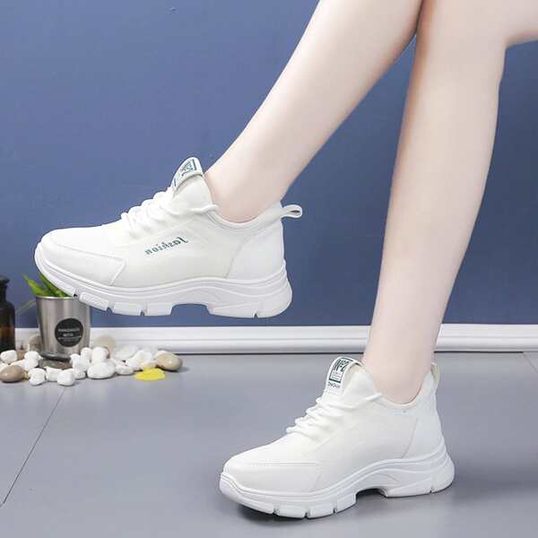 

Letter Graphic Lace-up Front Sneakers, White