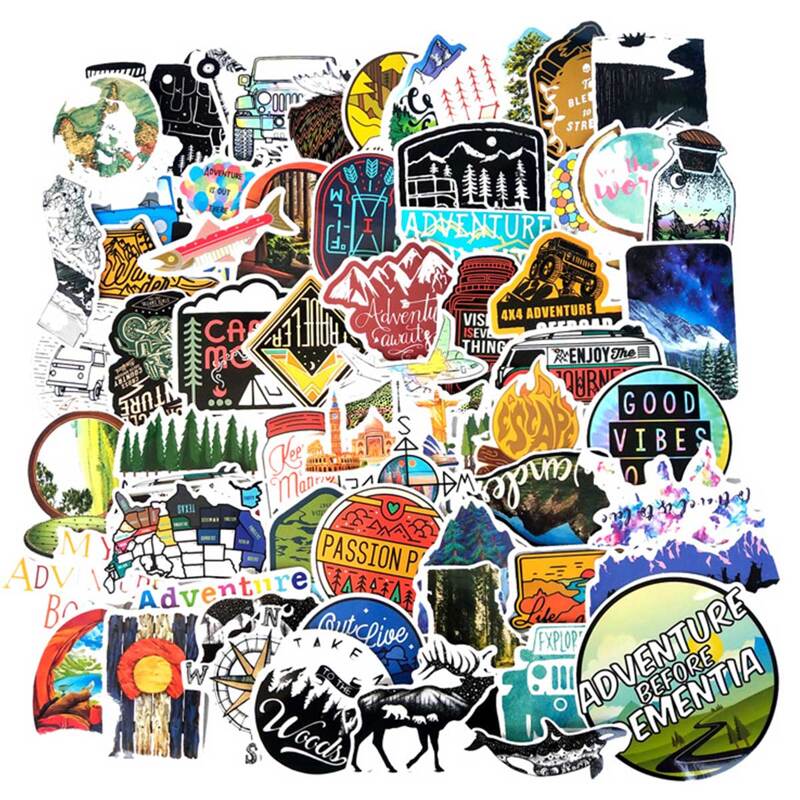 

65pcs Outdoor Adventure Pattern Sticker, Multicolor