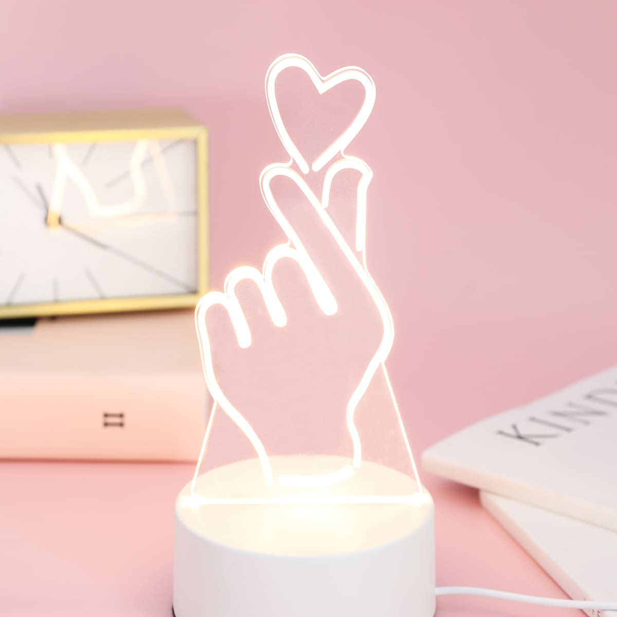 

Finger Heart Shaped Night Light, Yellow