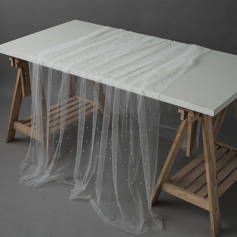 

Pearl Decor Mesh Tablecloth, White