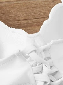 Top de bikini con aros con forma de concha, para las vacaciones de verano en la playa - Blanco - Ver 4