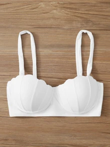 Top de bikini con aros con forma de concha, para las vacaciones de verano en la playa - Blanco - Ver 5