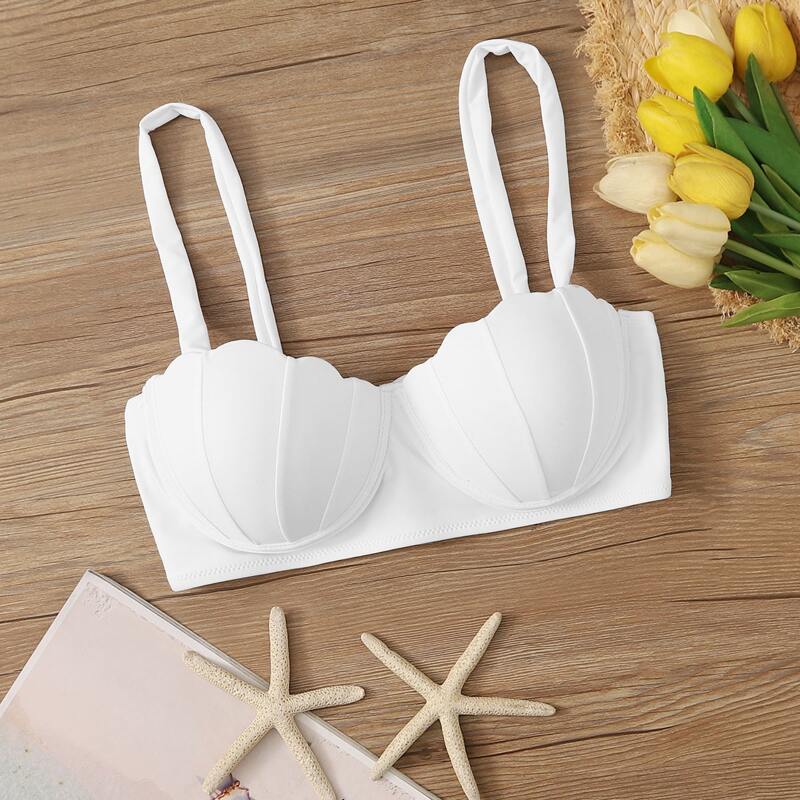 

Shell Shaped Underwire Bikini Top, White