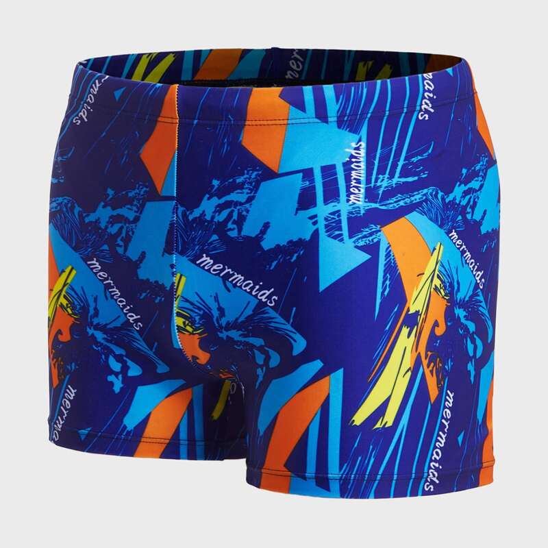 

Guys Letter And Graphic Print Square Leg Swim Trunks, Multicolor
