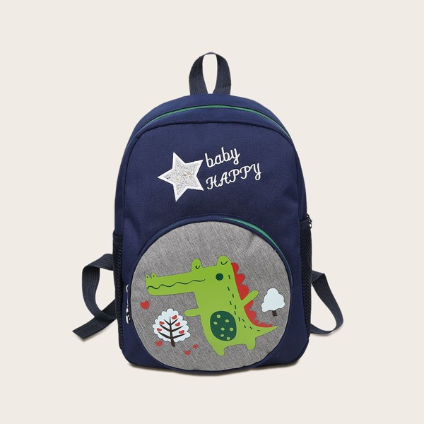 

Boys Dinosaur & Letter Graphic Backpack, Navy