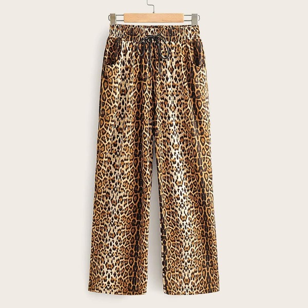

Tiger Print Drawstring Waist Pants, Multicolor