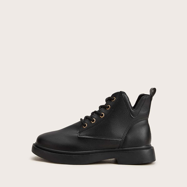 

Cut Out Lace-up Front Ankle Boots, Black