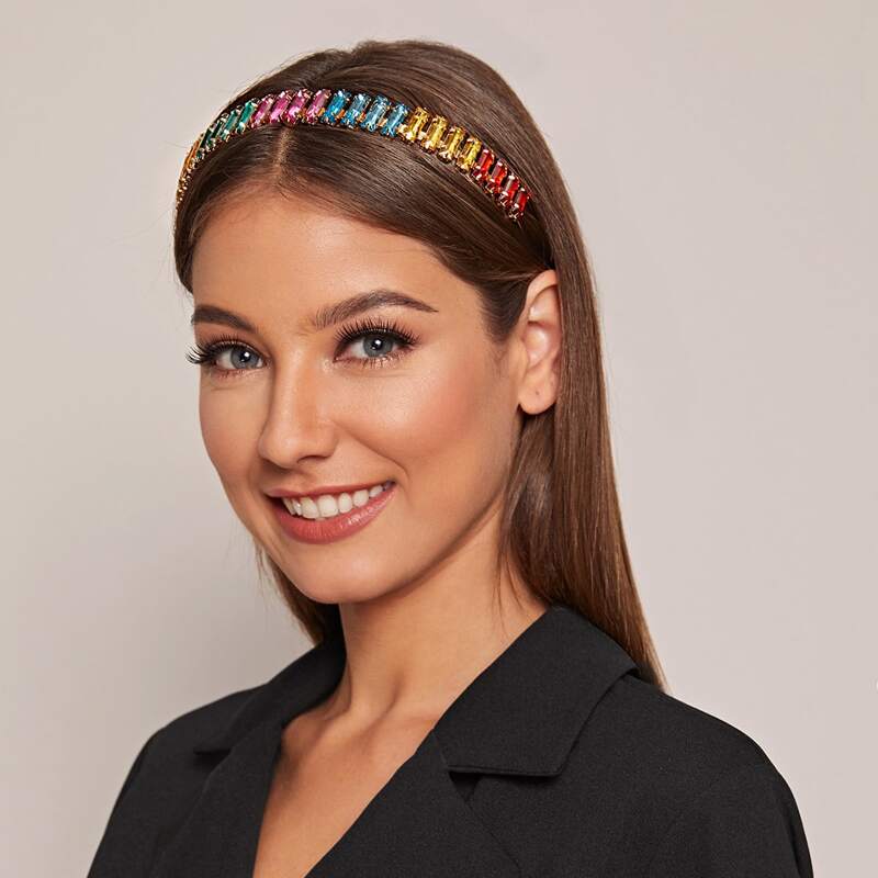 

Rhinestone Engraved Hair Hoop, Multicolor